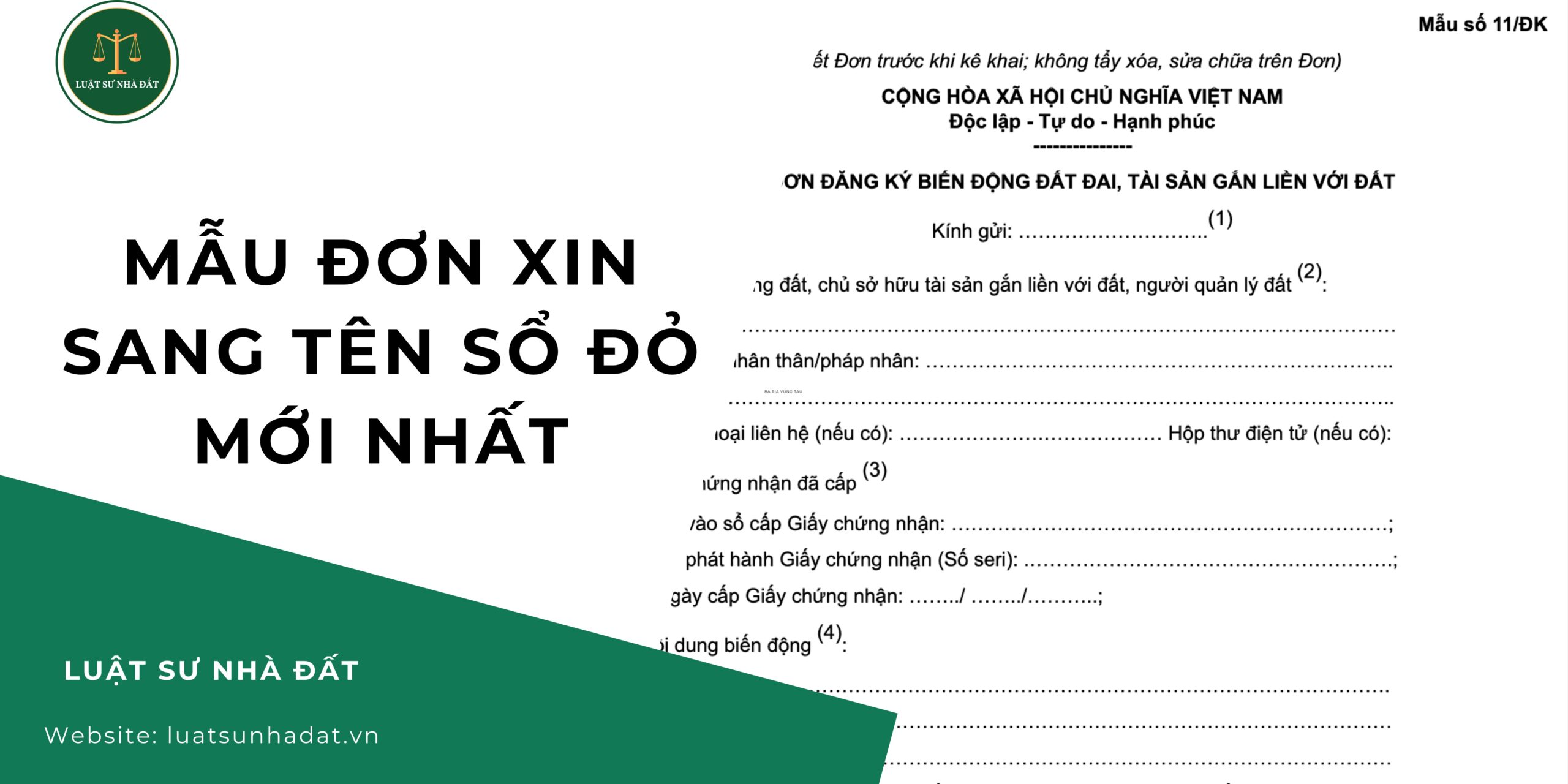 Mẫu đơn xin sang tên sổ đỏ mới nhất