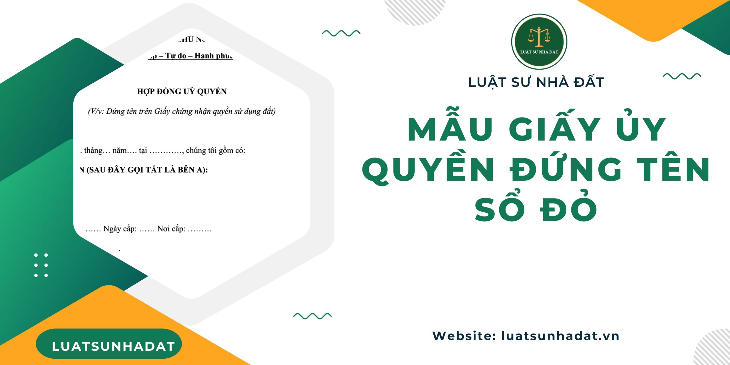 Mẫu giấy ủy quyền đứng tên sổ đỏ