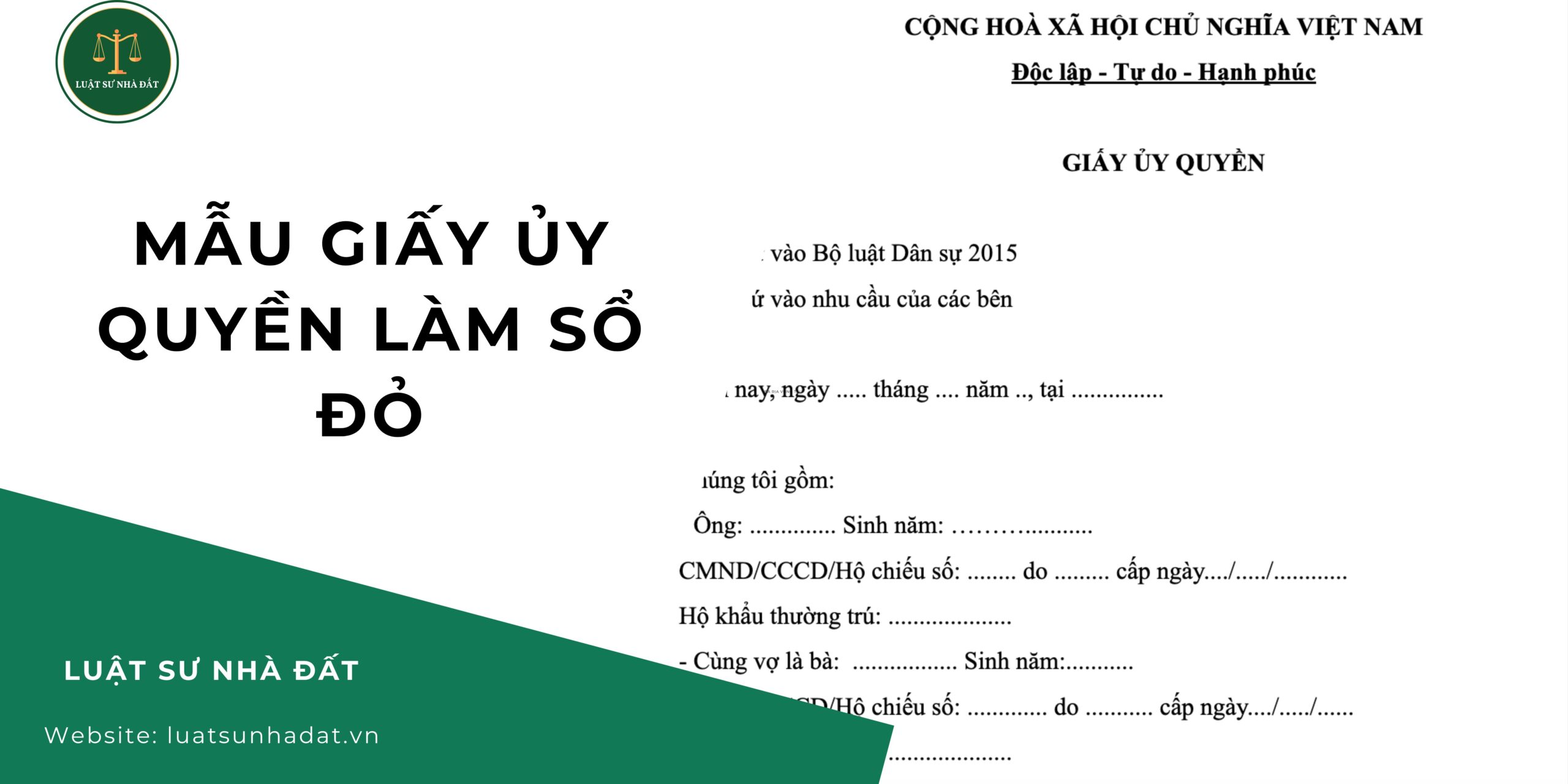 Mẫu giấy ủy quyền làm sổ đỏ